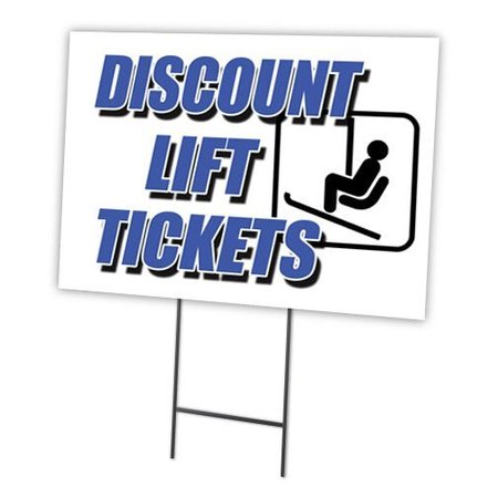 SIGNMISSION Discount Lift Tickets Yard & Stake outdoor plastic coroplast window, C-1216-DS-Discount Lift Tickets C-1216-DS-Discount Lift Tickets